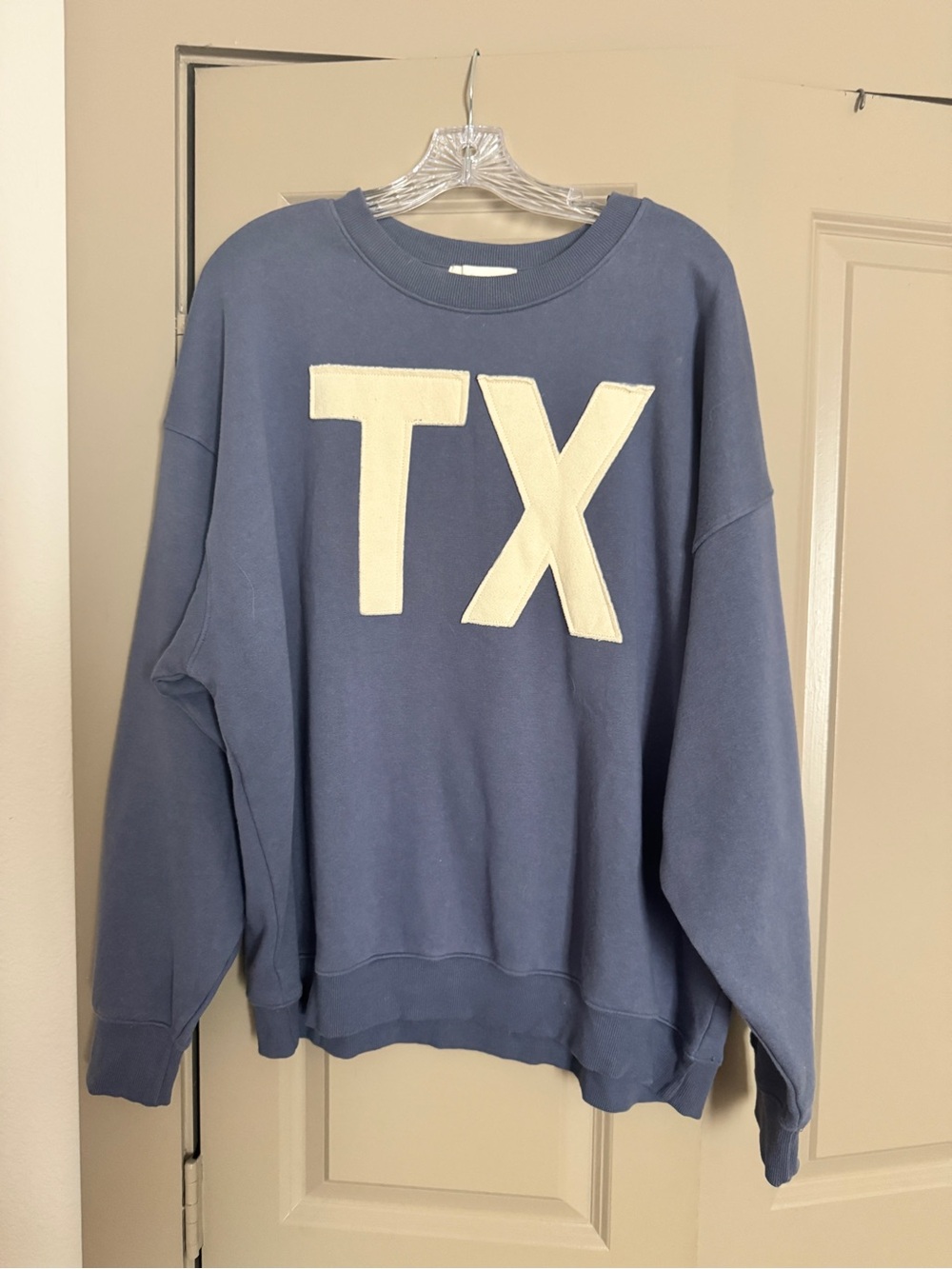 Blue TX Letter Crewneck Sweatshirt